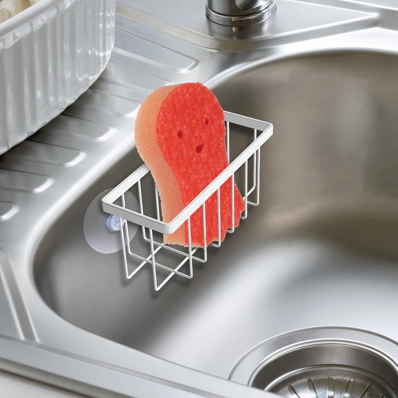 HLOOL Kitchen Sponge Holder,Sponge Holder for Kitchen Sink Suction, Sink Caddy (White) - Image 4
